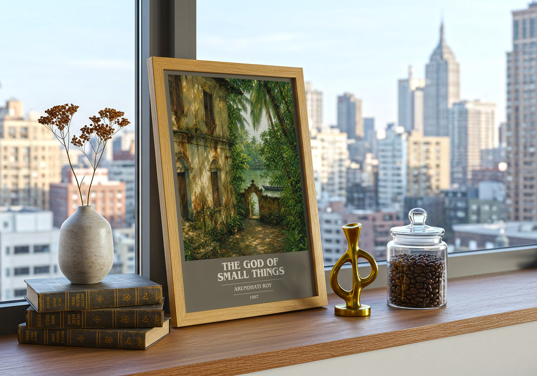 The God of Small Things book cover print framed by window – literary home decor