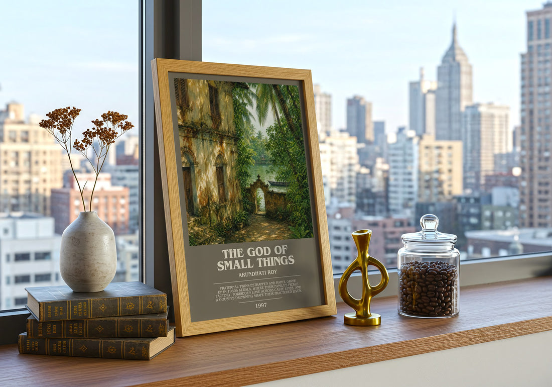 The God of Small Things bookish print framed by window – literary home decor