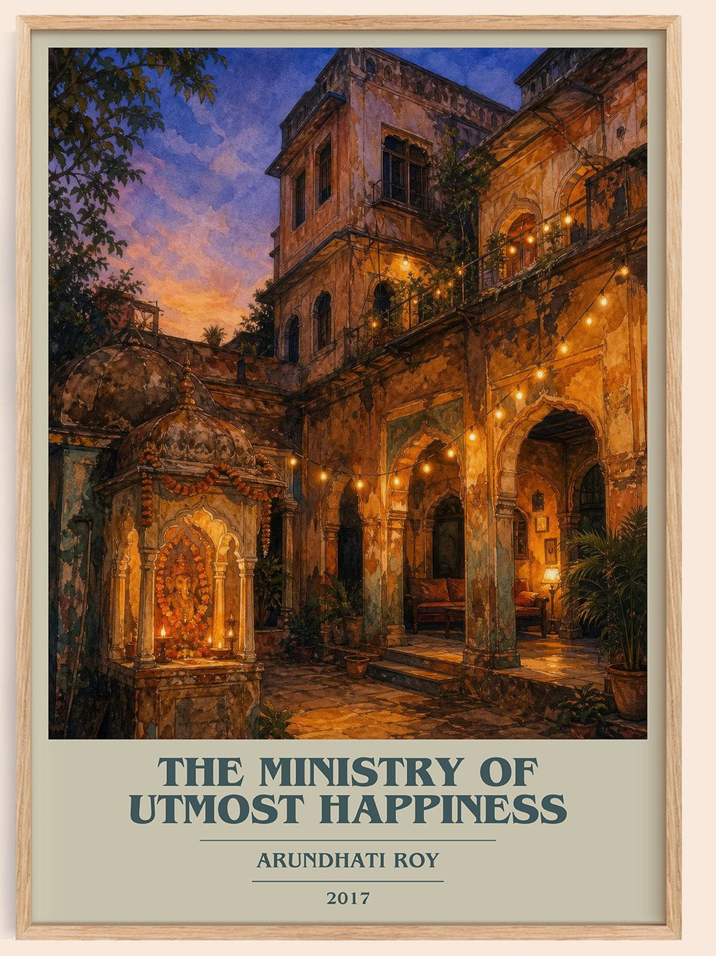 The Ministry of Utmost Happiness book cover book poster by Arundhati Roy – framed literary art print