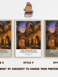 The Ministry of Utmost Happiness Book Cover Poster by Arundhati Roy – Style X, Y and Z side by side – choose your finish