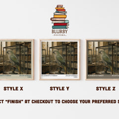 Flaubert's Parrot literary print in frame leaning in hallway – literary fiction wall art
