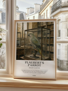 Flaubert's Parrot bookish poster colour and style options – Julian Barnes book art