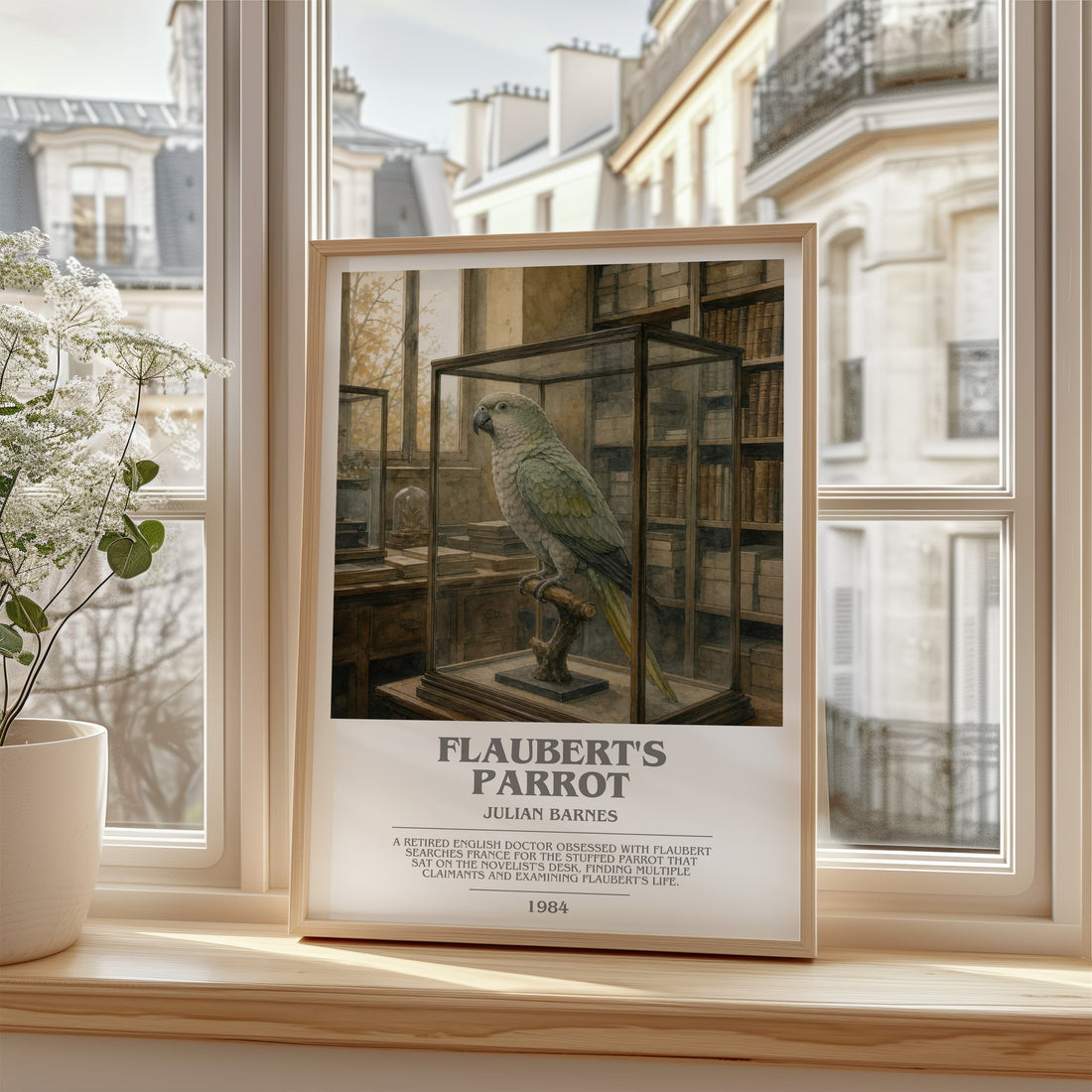 Flaubert's Parrot bookish poster colour and style options – Julian Barnes book art