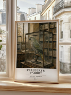 Flaubert's Parrot book cover poster colour and style options – Julian Barnes book art