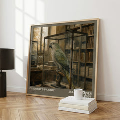 Flaubert's Parrot literary print framed by window – literary home decor