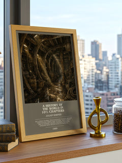 A History of the World in 10½ Chapters bookish print framed by window – literary home decor
