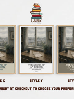 The Sense of an Ending book cover print in frame leaning in hallway – literary fiction wall art