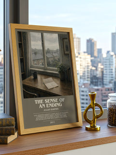 The Sense of an Ending bookish print framed by window – literary home decor