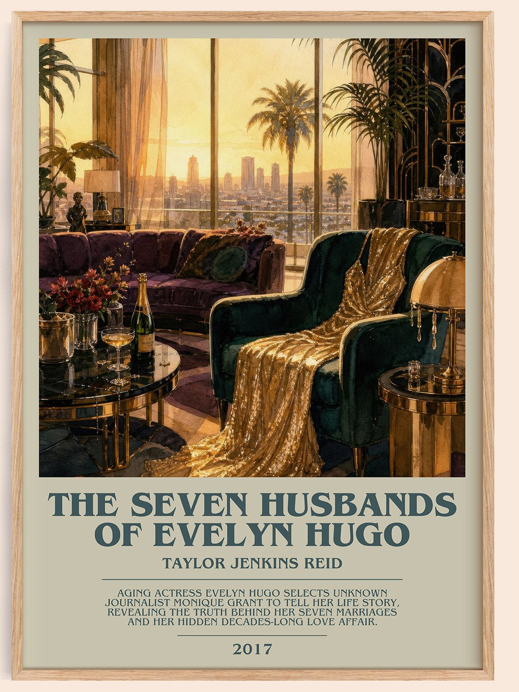 The Seven Husbands of Evelyn Hugo bookish book poster by Taylor Jenkins Reid – framed literary art print