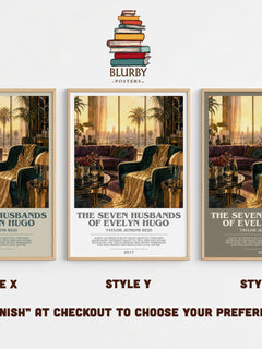 The Seven Husbands of Evelyn Hugo bookish print in frame leaning in hallway – contemporary fiction wall art