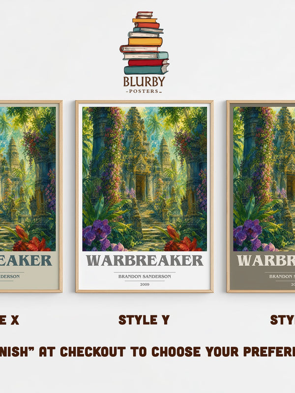 Warbreaker book cover print in frame leaning in hallway – fantasy wall art