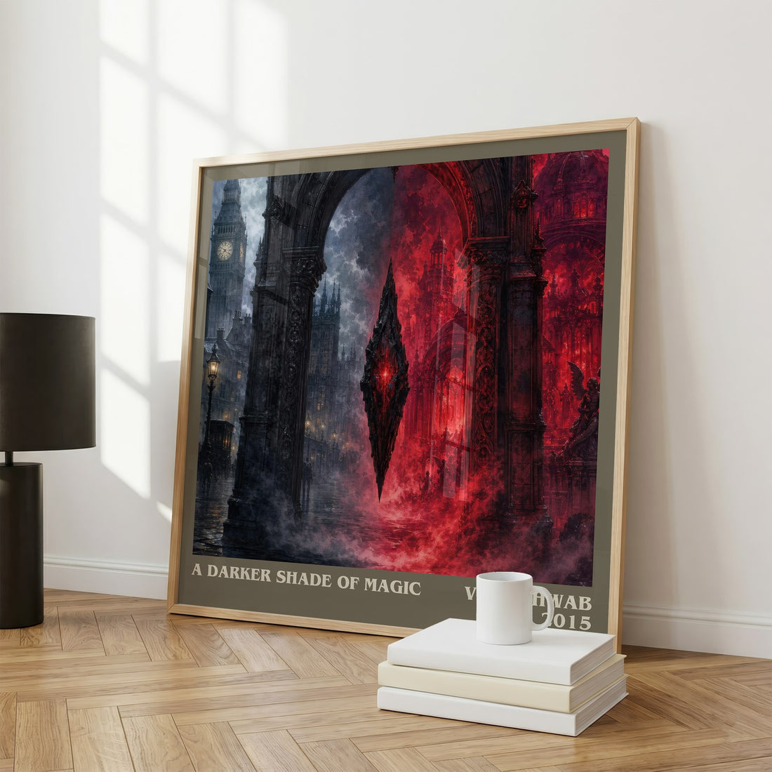 A Darker Shade of Magic literary print framed by window – literary home decor