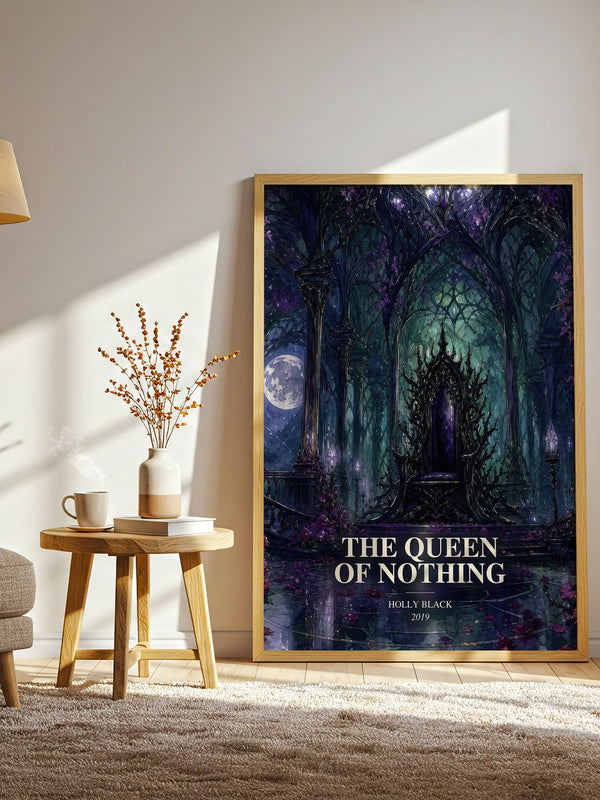 The Queen of Nothing watercolour print in frame leaning in hallway – fantasy wall art