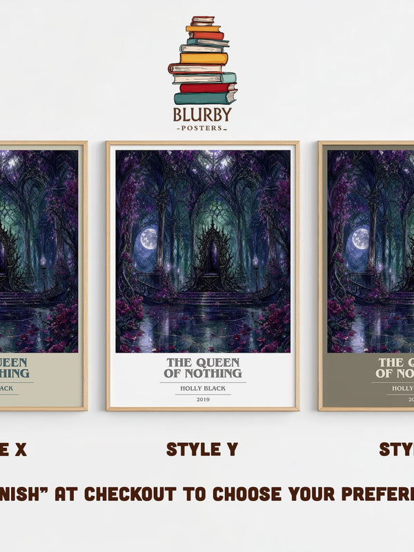 The Queen of Nothing book cover print in frame leaning in hallway – fantasy wall art
