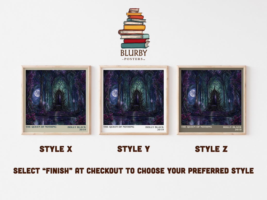 The Queen of Nothing literary print in frame leaning in hallway – fantasy wall art (mockup)