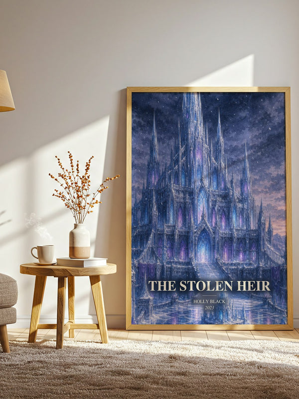 The Stolen Heir watercolour print in frame leaning in hallway – fantasy wall art