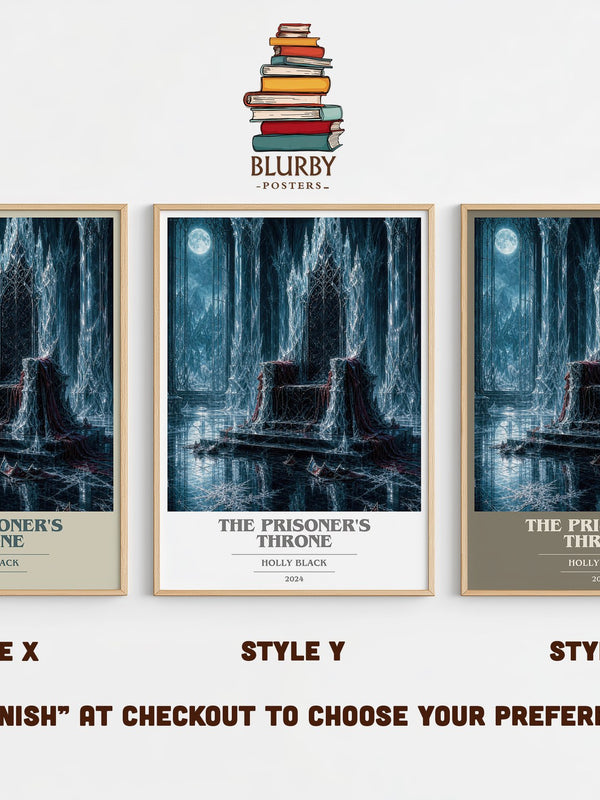 The Prisoner's Throne book cover print in frame leaning in hallway – fantasy wall art
