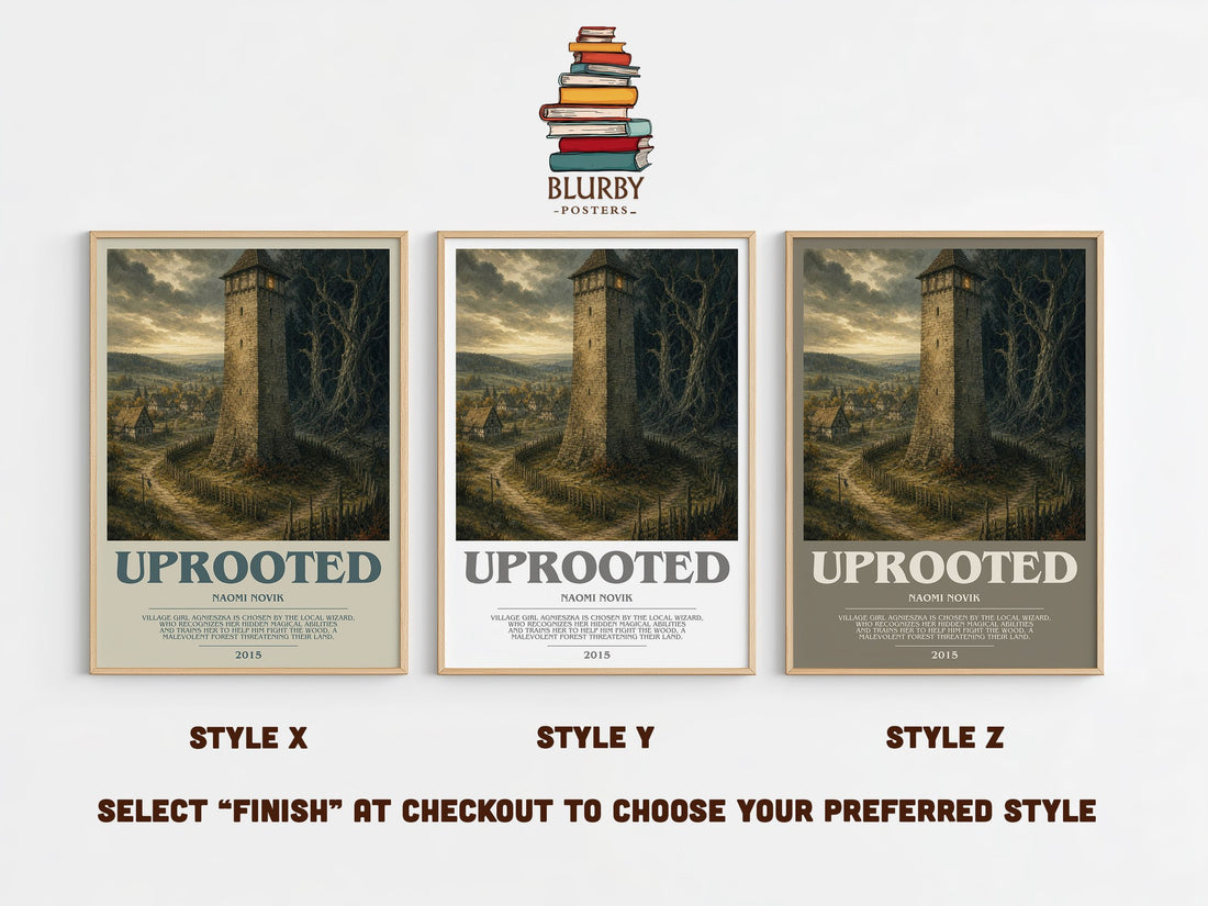 Uprooted bookish print in frame leaning in hallway – fantasy wall art (mockup)
