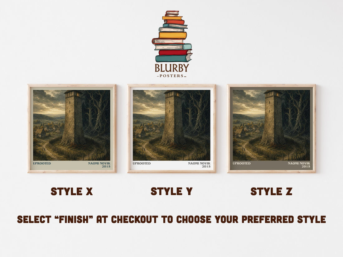 Uprooted literary print in frame leaning in hallway – fantasy wall art (mockup)