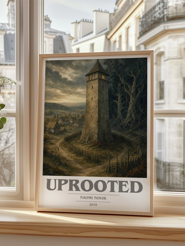 Uprooted book cover poster colour and style options – Naomi Novik book art