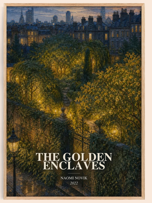 The Golden Enclaves watercolour book poster by Naomi Novik – framed literary art print
