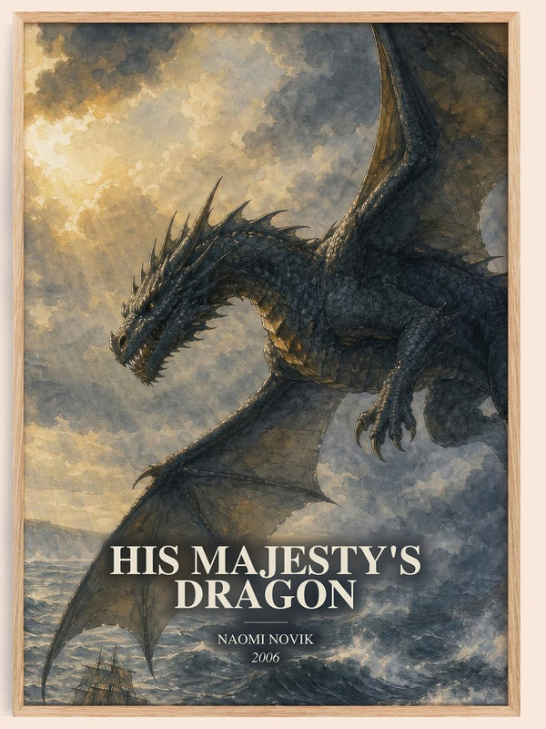 His Majesty's Dragon watercolour book poster by Naomi Novik – framed literary art print