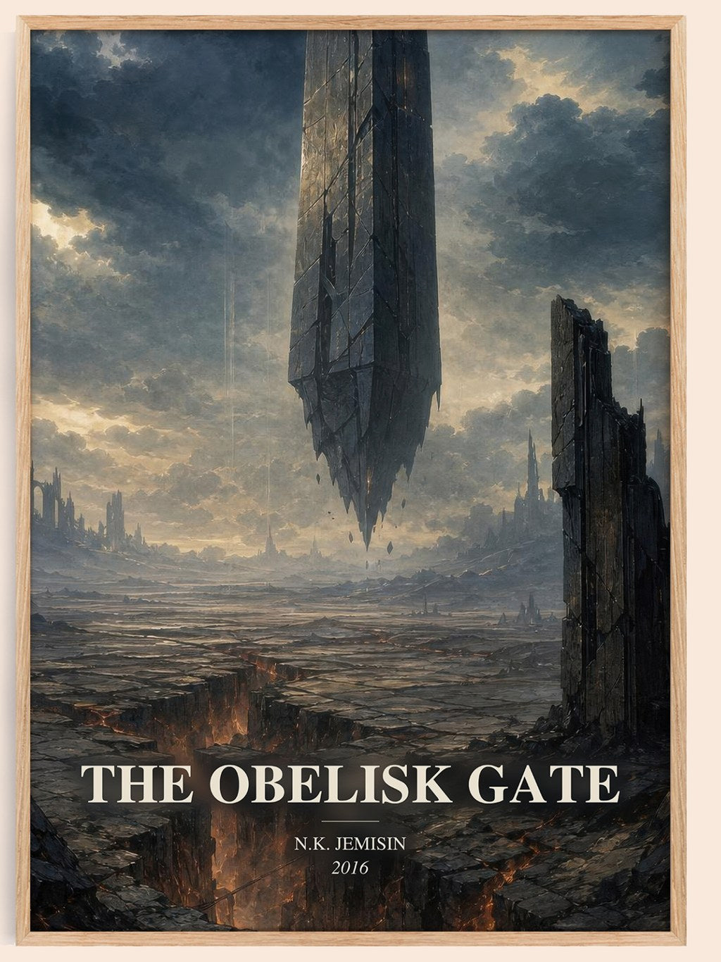 The Obelisk Gate watercolour book poster by N.K. Jemisin – framed literary art print