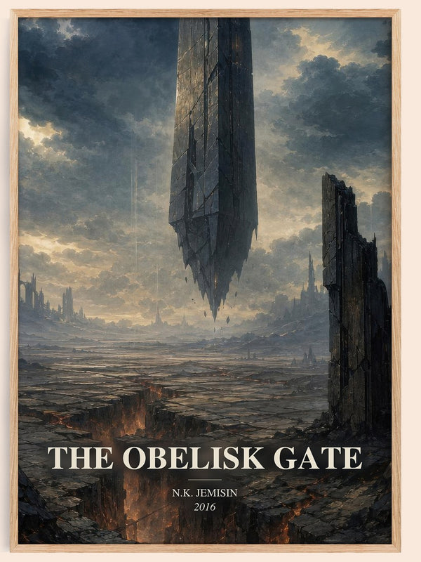The Obelisk Gate watercolour book poster by N.K. Jemisin – framed literary art print