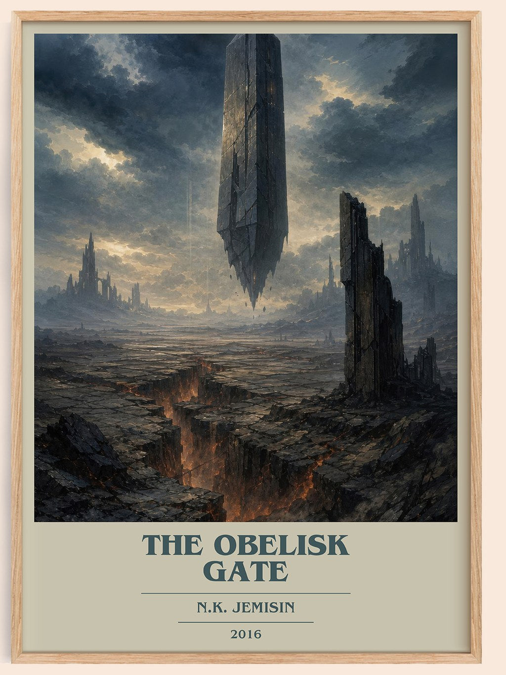 The Obelisk Gate book cover book poster by N.K. Jemisin – framed literary art print