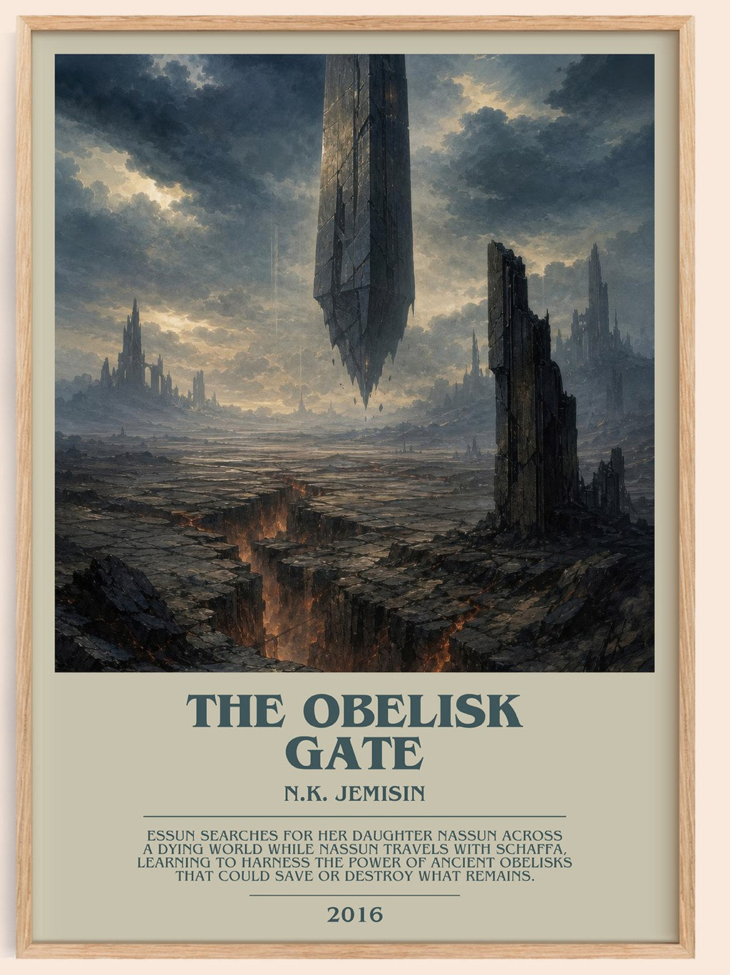 The Obelisk Gate bookish book poster by N.K. Jemisin – framed literary art print