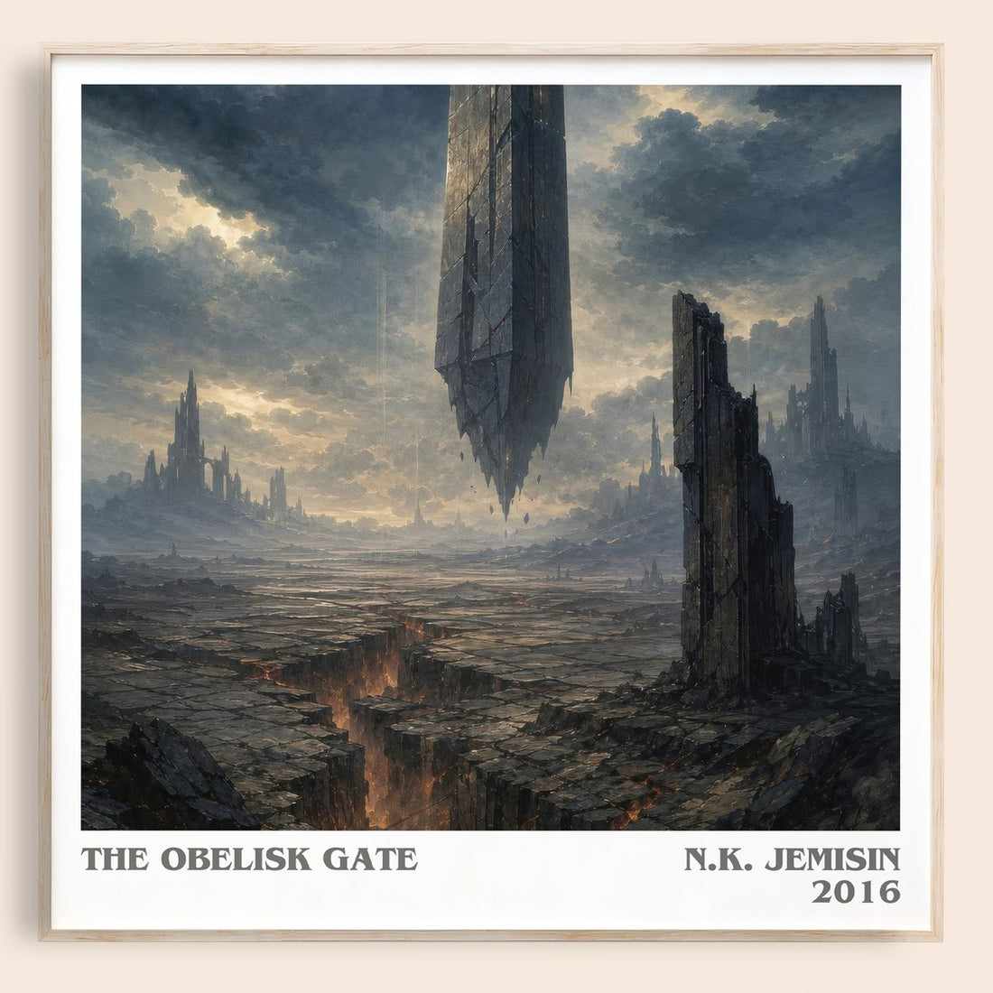 The Obelisk Gate literary book poster by N.K. Jemisin – framed literary art print