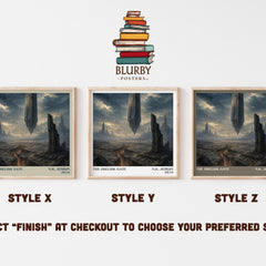The Obelisk Gate literary print in frame leaning in hallway – fantasy wall art
