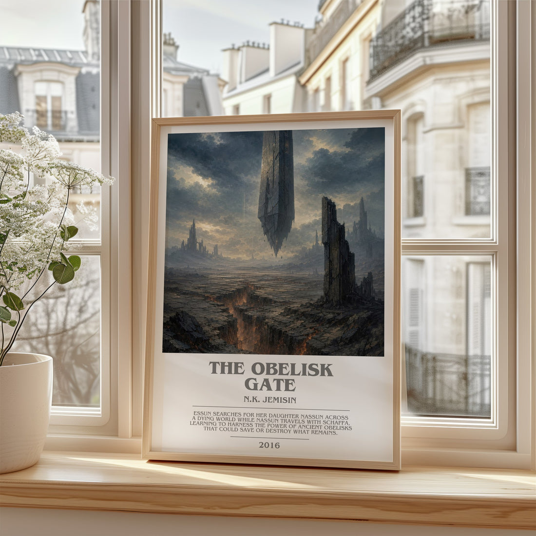 The Obelisk Gate bookish poster colour and style options – N.K. Jemisin book art