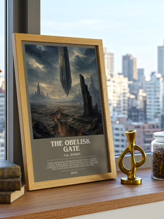 The Obelisk Gate bookish print framed by window – literary home decor