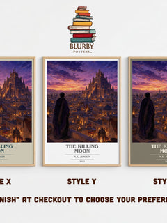 The Killing Moon book cover print in frame leaning in hallway – fantasy wall art