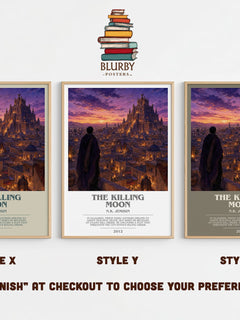 The Killing Moon bookish print in frame leaning in hallway – fantasy wall art