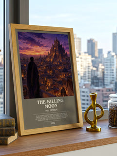 The Killing Moon bookish print framed by window – literary home decor
