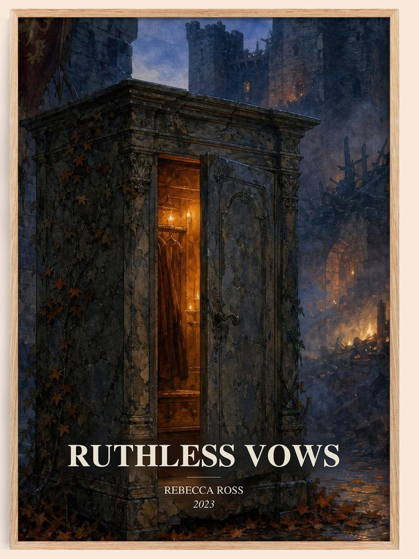 Ruthless Vows watercolour book poster by Rebecca Ross – framed literary art print