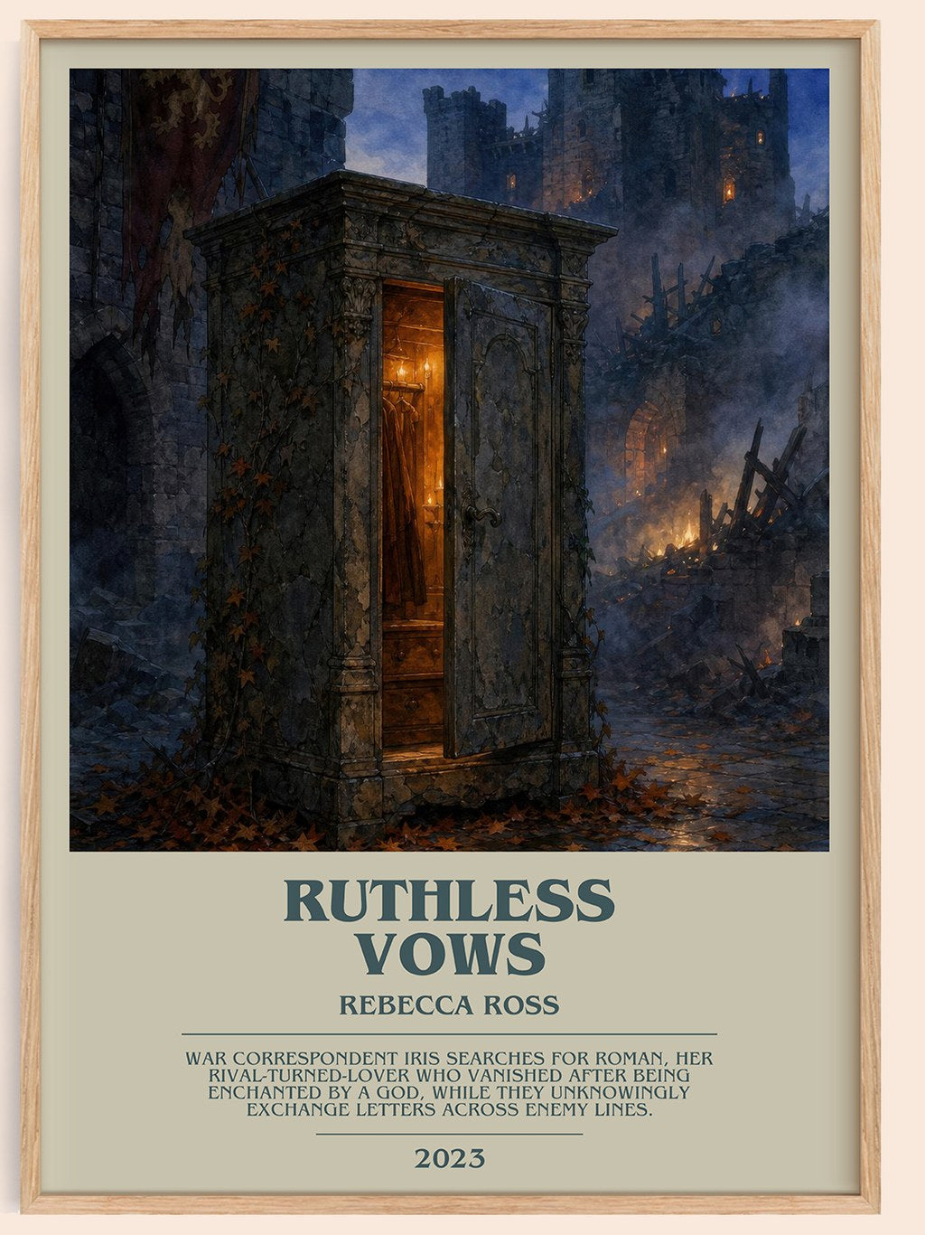 Ruthless Vows bookish book poster by Rebecca Ross – framed literary art print