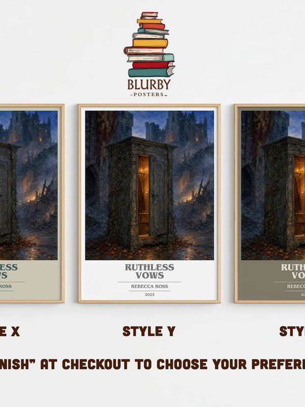 Ruthless Vows book cover print in frame leaning in hallway – fantasy wall art