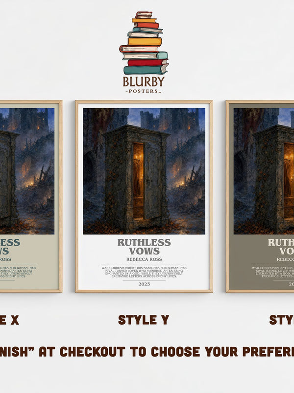Ruthless Vows bookish print in frame leaning in hallway – fantasy wall art