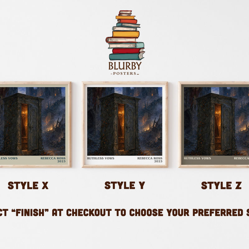 Ruthless Vows literary print in frame leaning in hallway – fantasy wall art
