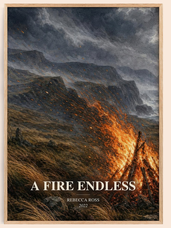 A Fire Endless watercolour book poster by Rebecca Ross – framed literary art print