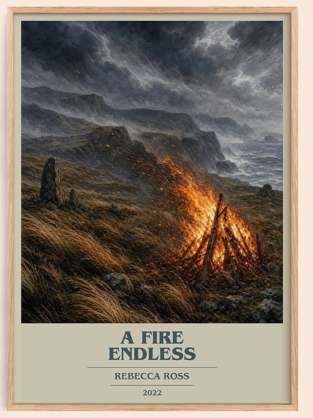 A Fire Endless book cover book poster by Rebecca Ross – framed literary art print