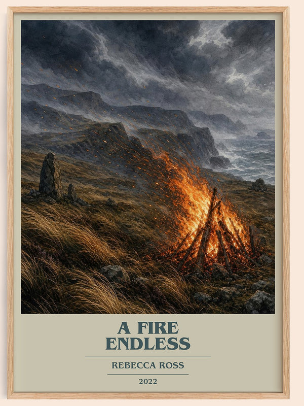 A Fire Endless book cover book poster by Rebecca Ross – framed literary art print