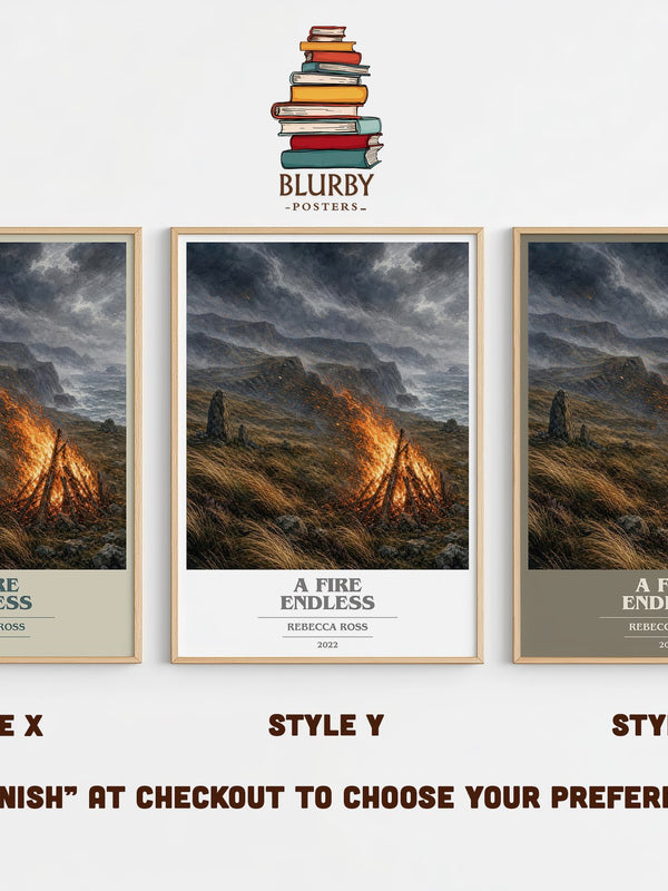 A Fire Endless book cover print in frame leaning in hallway – fantasy wall art