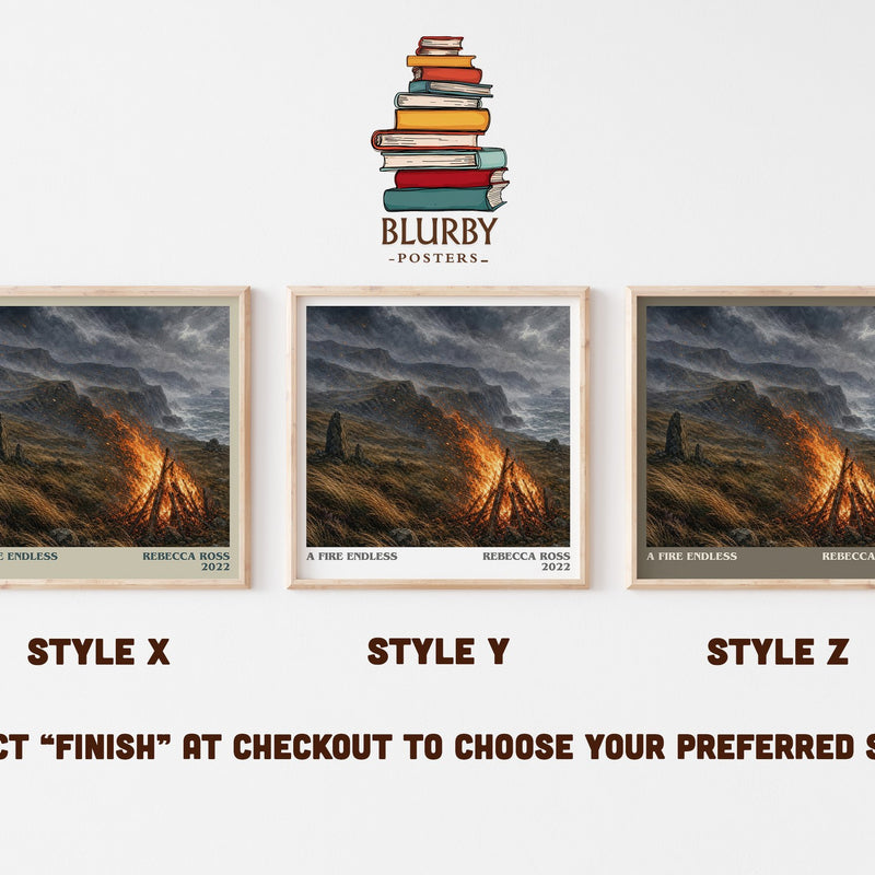 A Fire Endless literary print in frame leaning in hallway – fantasy wall art
