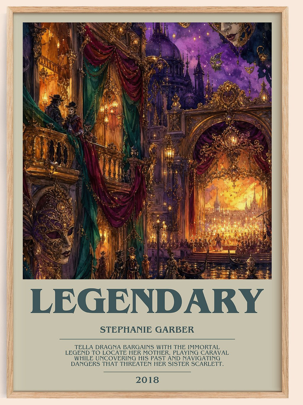 Legendary bookish book poster by Stephanie Garber – framed literary art print