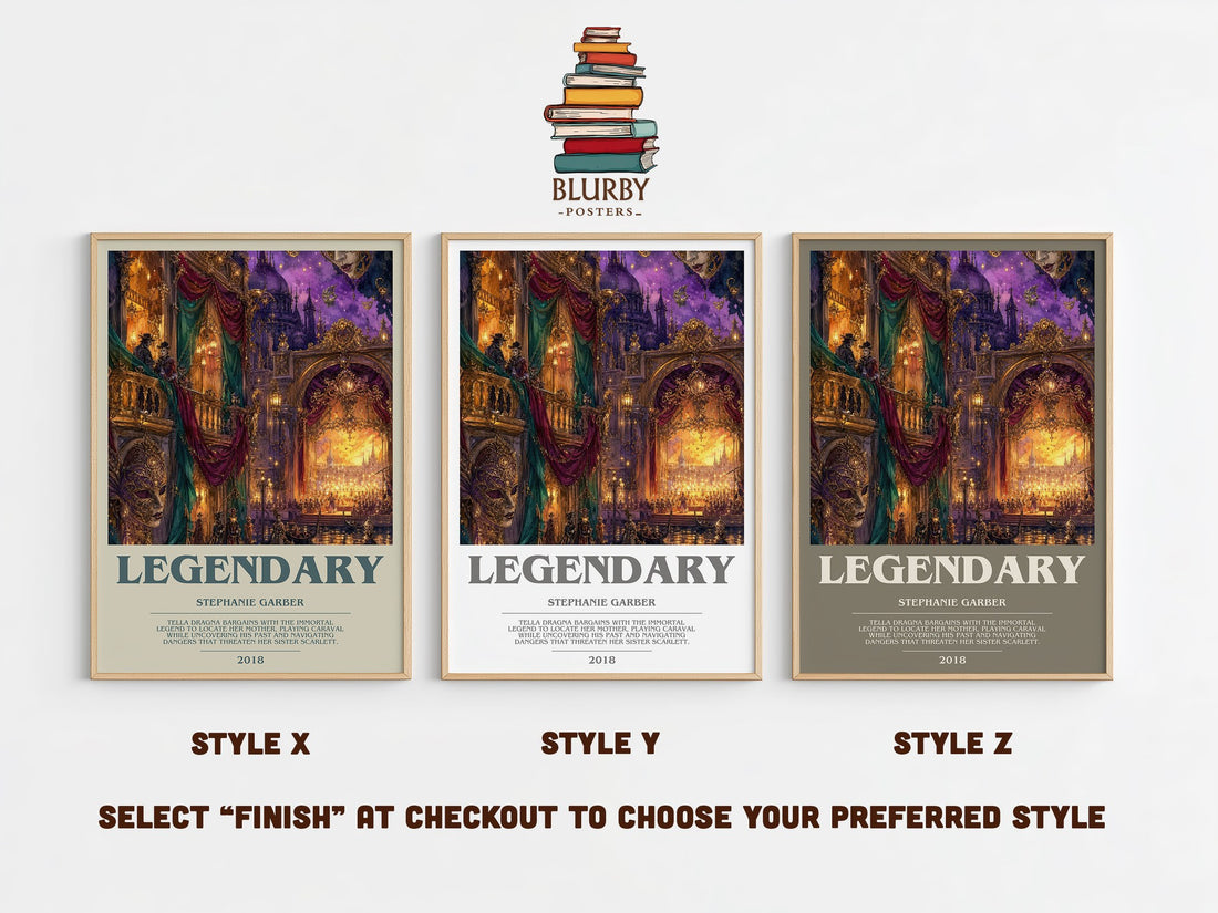 Legendary bookish print in frame leaning in hallway – fantasy wall art (mockup)