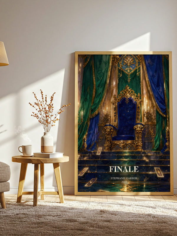 Finale watercolour print in frame leaning in hallway – fantasy wall art